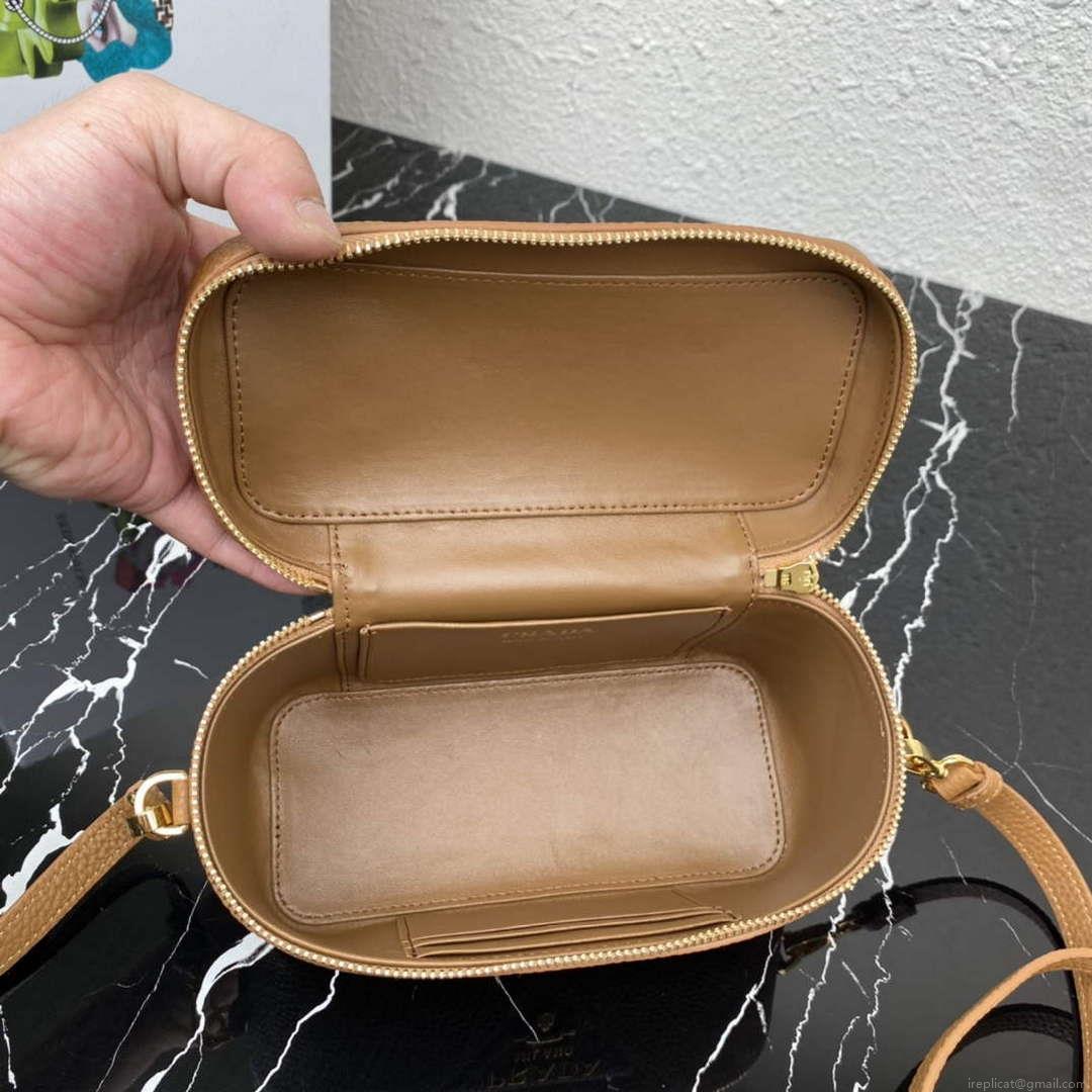Prada 1BH202 Leather Mini Bag Cognac