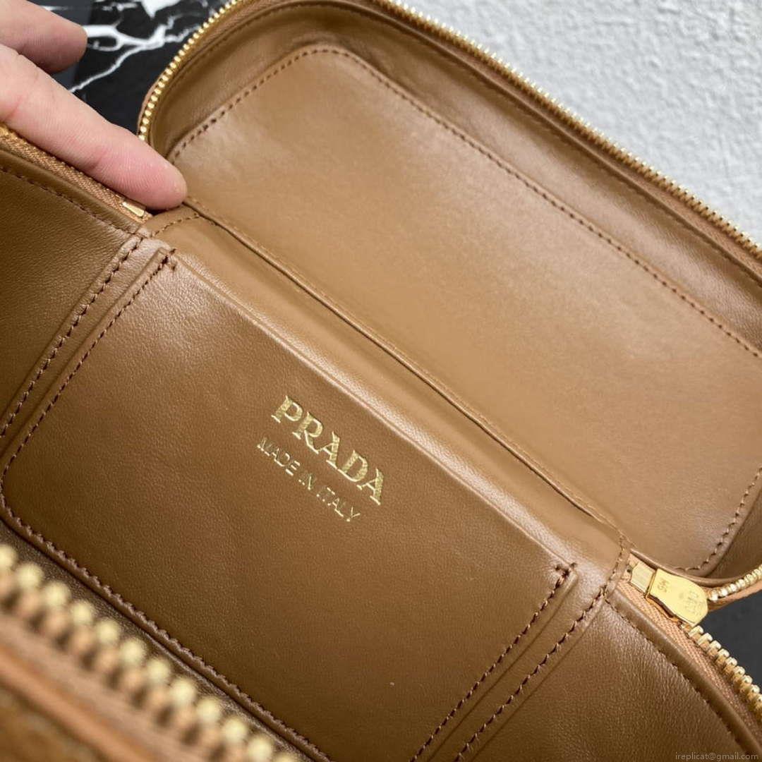 Prada 1BH202 Leather Mini Bag Cognac