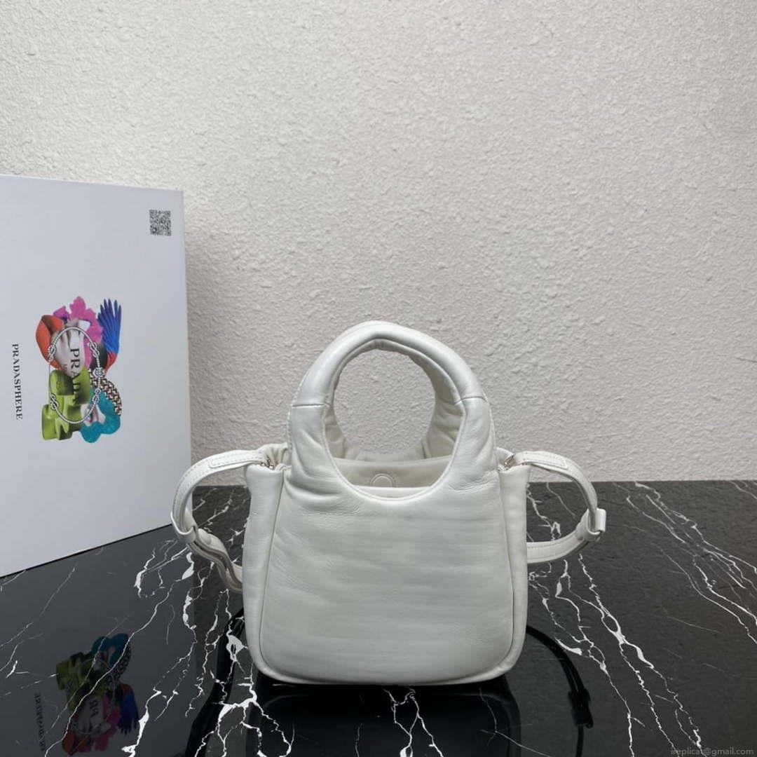 Prada 1BA359 Small Padded Prada Soft Nappa Leather Bag White