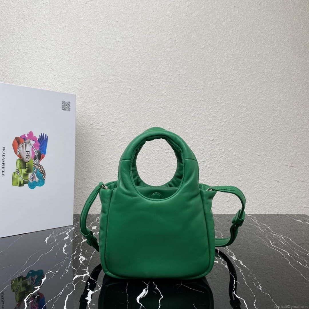Prada 1BA359 Small Padded Prada Soft Nappa Leather Bag Green