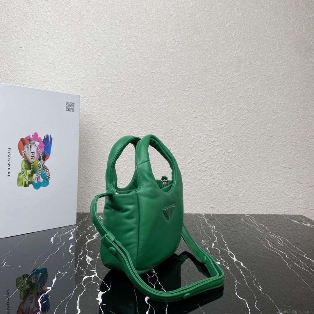 Prada 1BA359 Small Padded Prada Soft Nappa Leather Bag Green