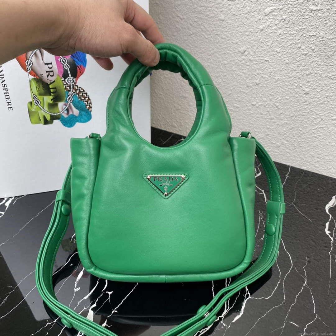 Prada 1BA359 Small Padded Prada Soft Nappa Leather Bag Green