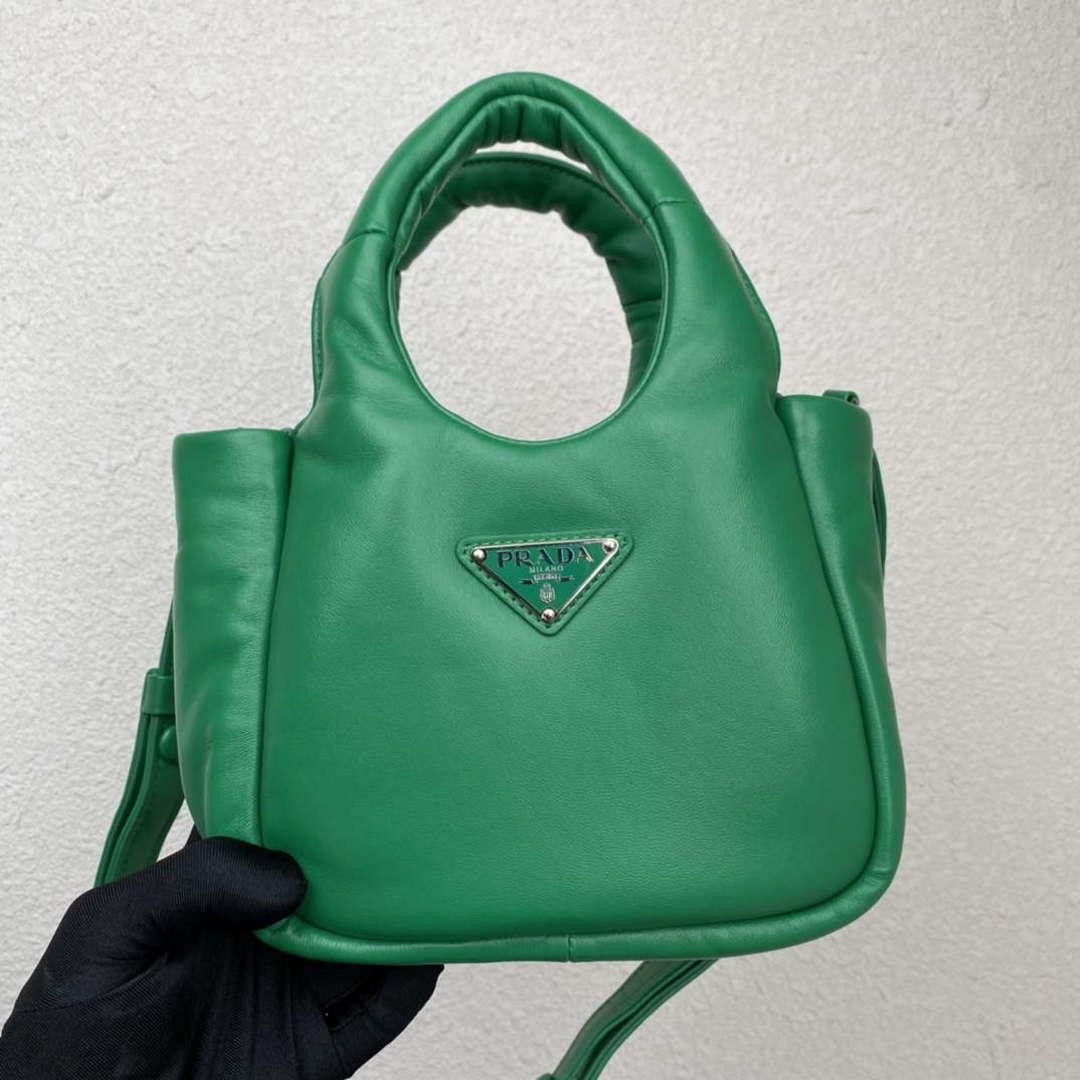 Prada 1BA359 Small Padded Prada Soft Nappa Leather Bag Green