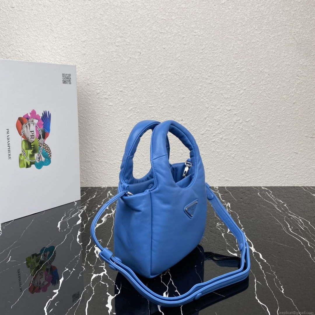 Prada 1BA359 Small Padded Prada Soft Nappa Leather Bag Light Blue