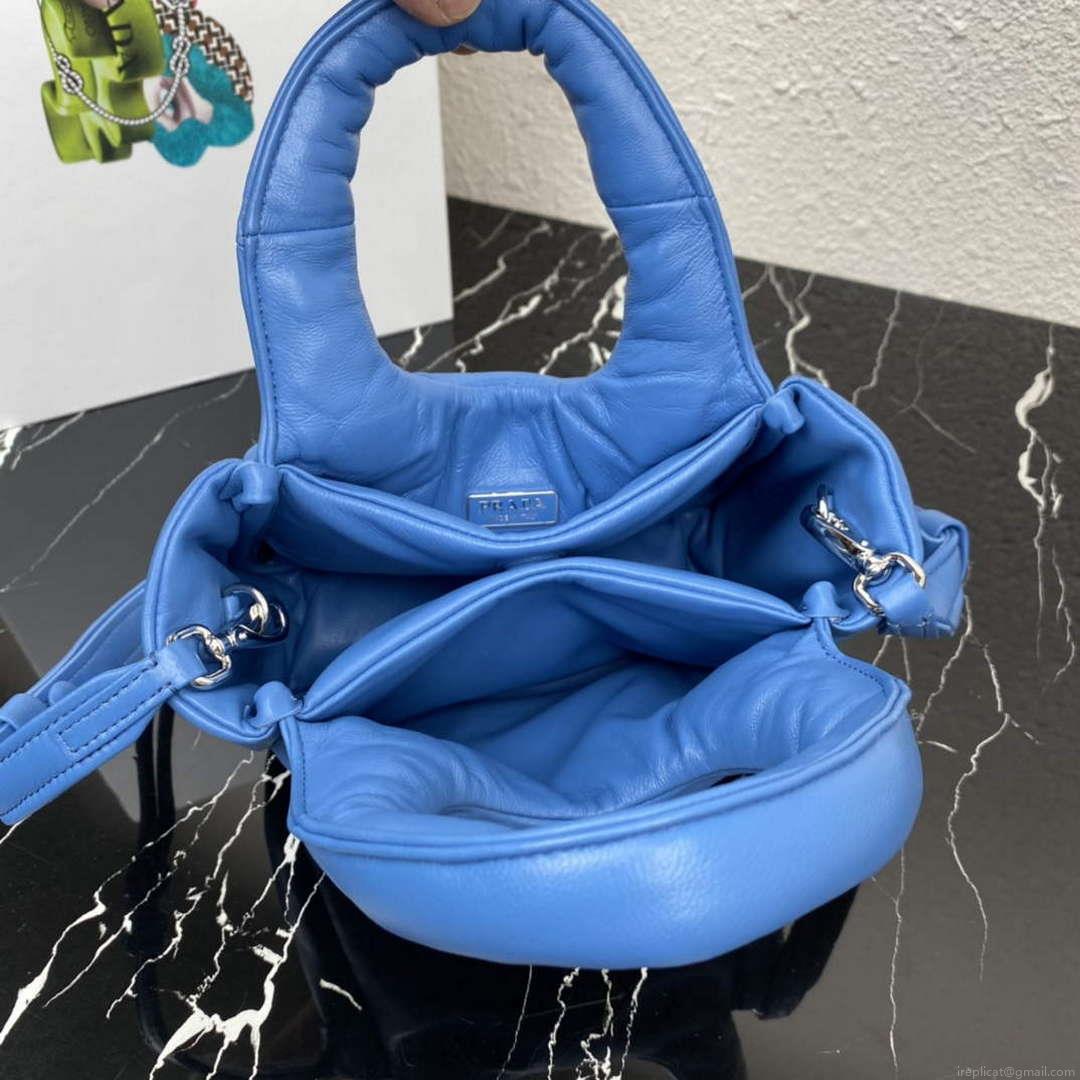 Prada 1BA359 Small Padded Prada Soft Nappa Leather Bag Light Blue