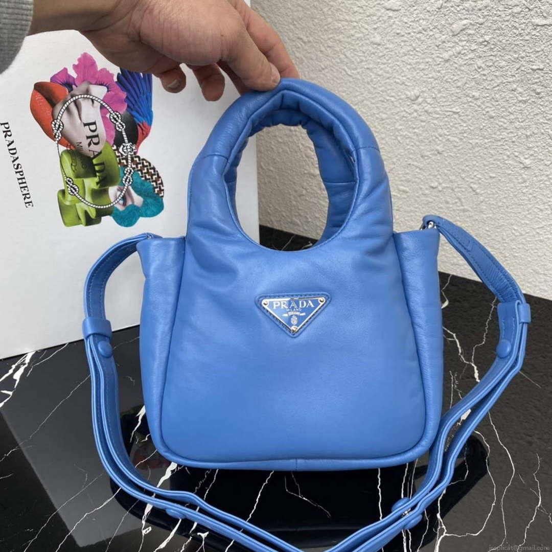 Prada 1BA359 Small Padded Prada Soft Nappa Leather Bag Light Blue