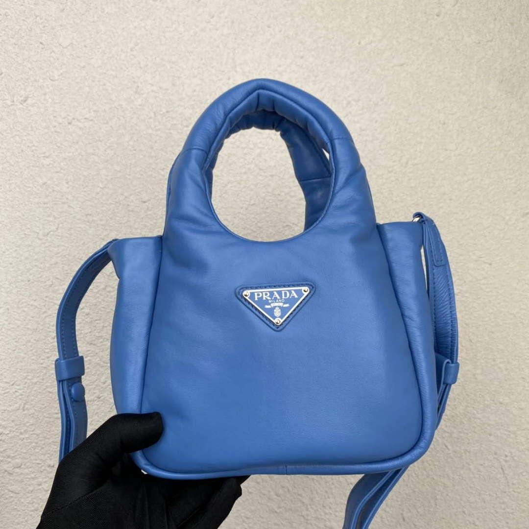 Prada 1BA359 Small Padded Prada Soft Nappa Leather Bag Light Blue