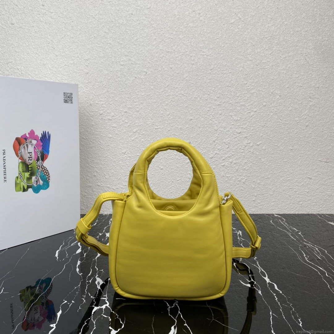 Prada 1BA359 Small Padded Prada Soft Nappa Leather Bag Yellow