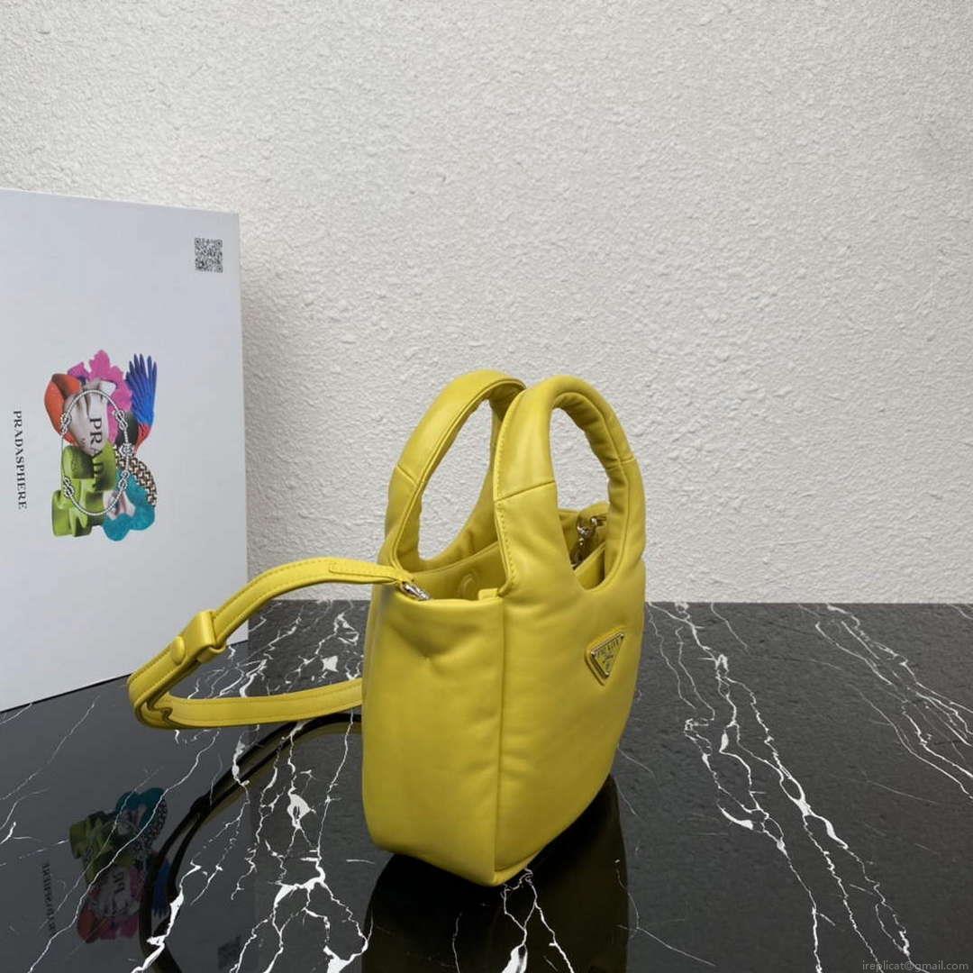 Prada 1BA359 Small Padded Prada Soft Nappa Leather Bag Yellow