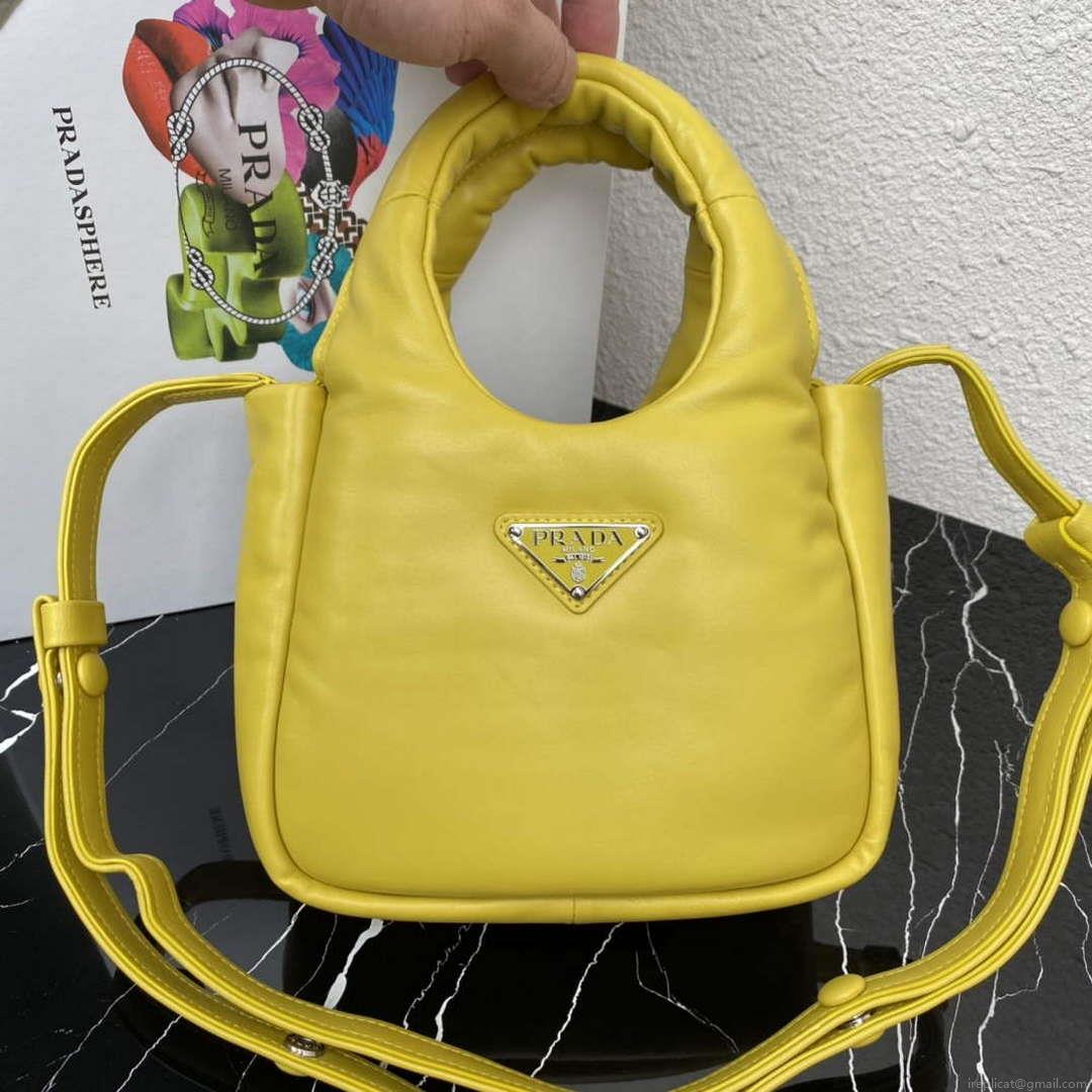 Prada 1BA359 Small Padded Prada Soft Nappa Leather Bag Yellow