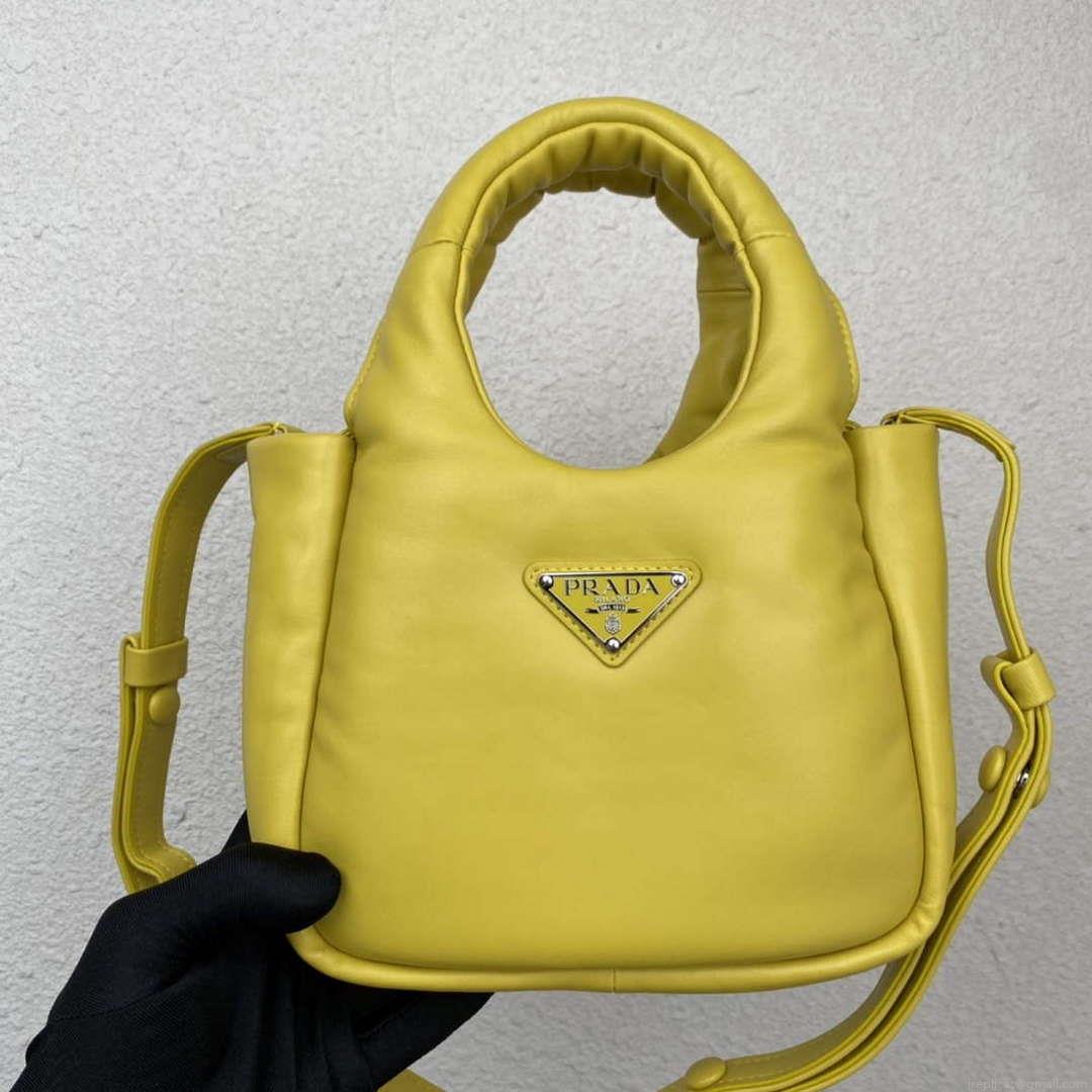 Prada 1BA359 Small Padded Prada Soft Nappa Leather Bag Yellow