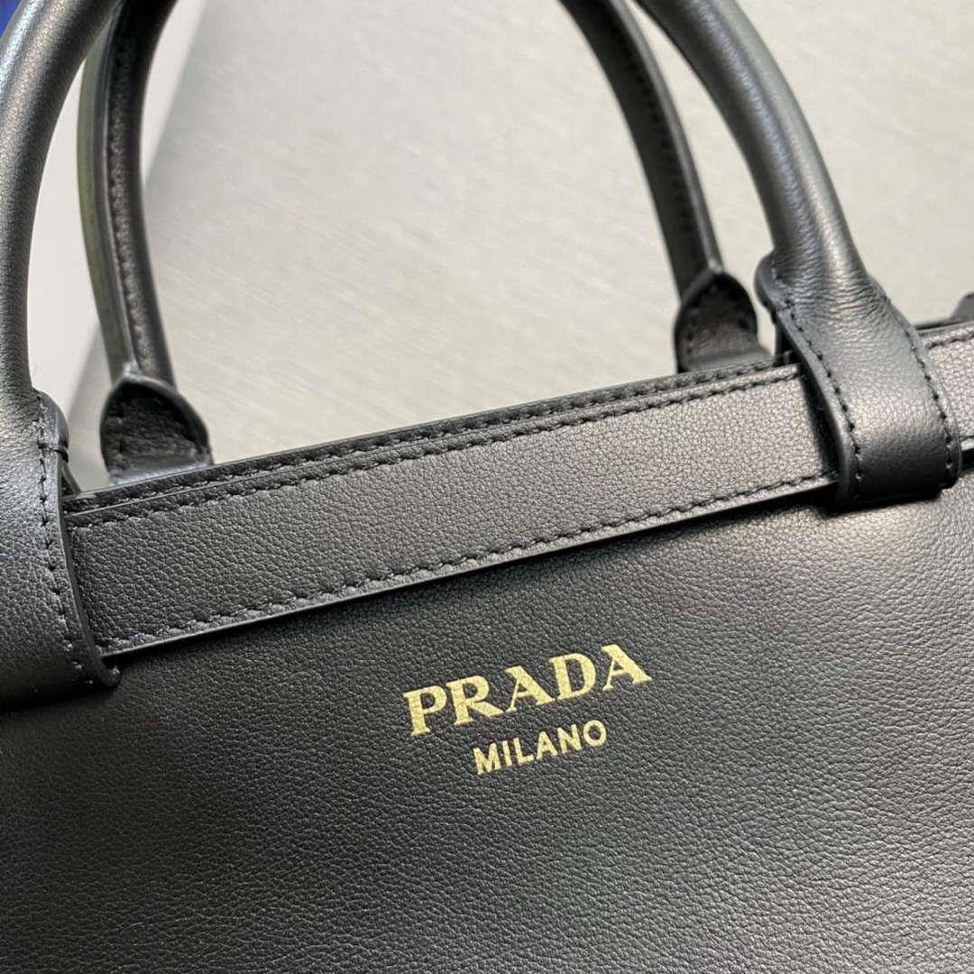 Prada 1BA418 Small Leather Handbag With Belt Black