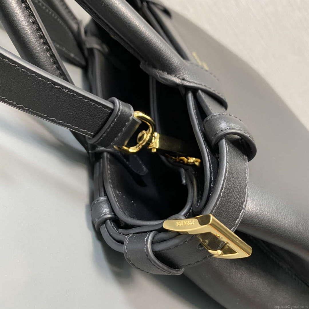 Prada 1BA418 Small Leather Handbag With Belt Black