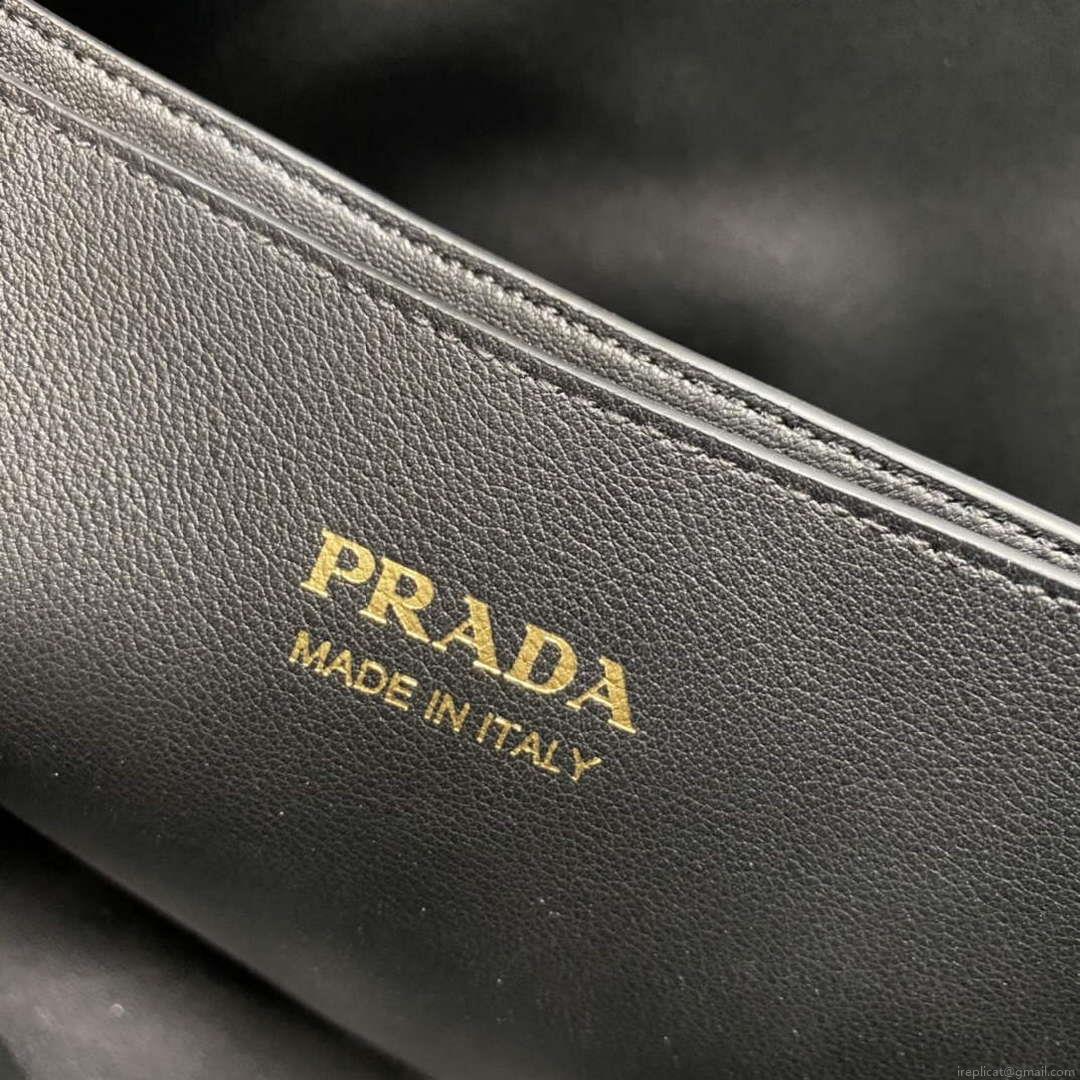 Prada 1BA418 Small Leather Handbag With Belt Black