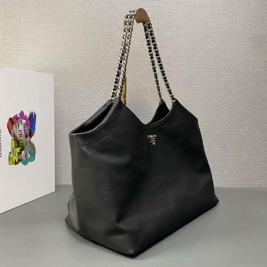 Prada 1BA638 Book Tote Bag Black