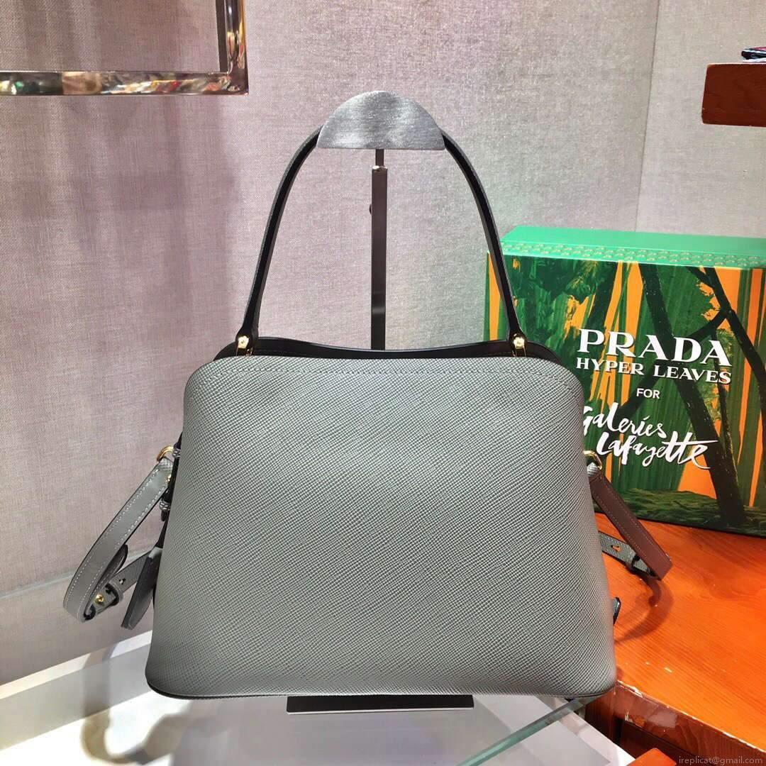 Prada 1BA282 Medium Saffiano Leather Prada Matinee Bag Gray