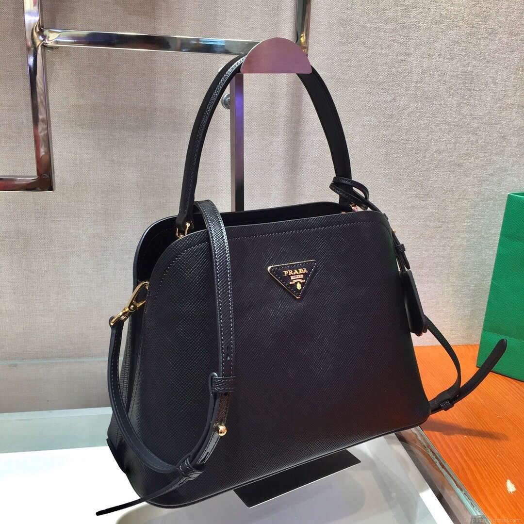 Prada 1BA282 Medium Saffiano Leather Prada Matinee Bag Black