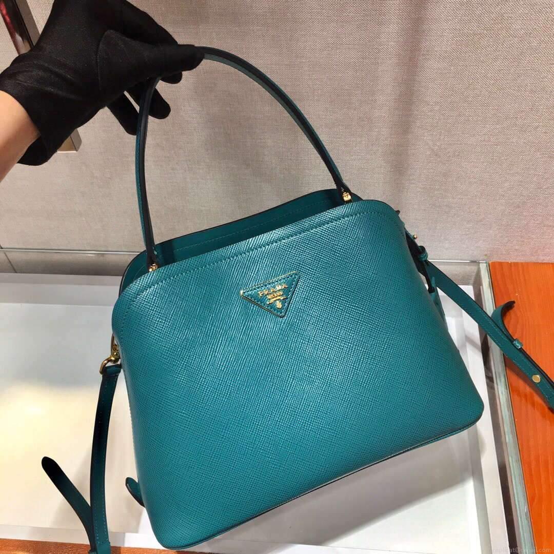 Prada 1BA282 Medium Saffiano Leather Prada Matinee Bag Blue