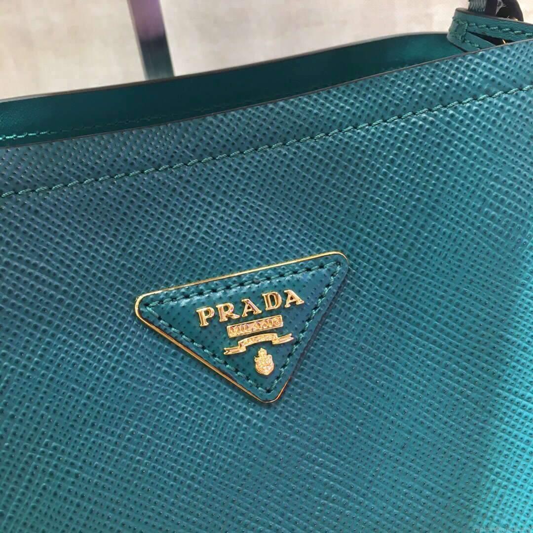 Prada 1BA282 Medium Saffiano Leather Prada Matinee Bag Blue