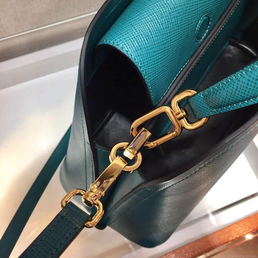 Prada 1BA282 Medium Saffiano Leather Prada Matinee Bag Blue