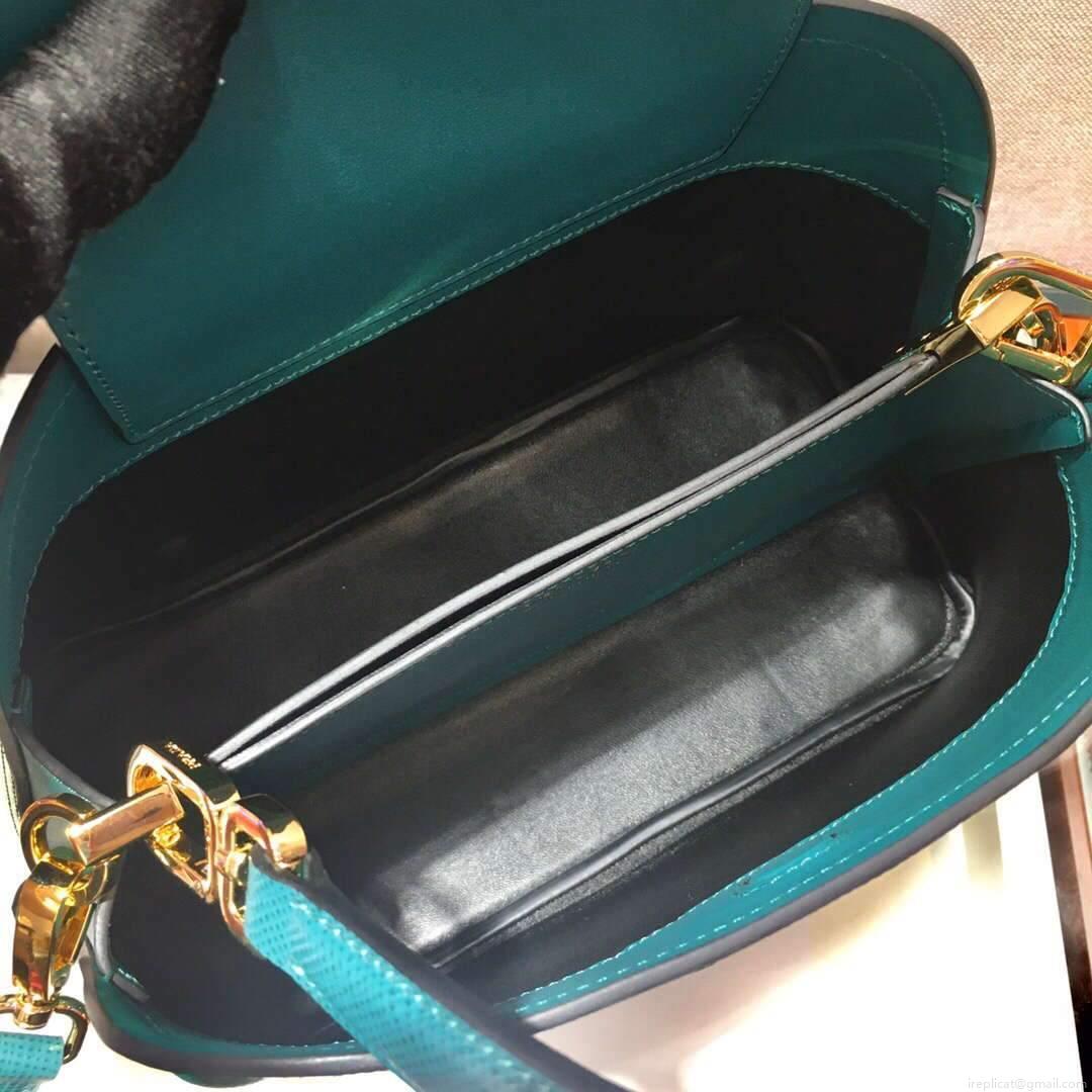 Prada 1BA282 Medium Saffiano Leather Prada Matinee Bag Blue