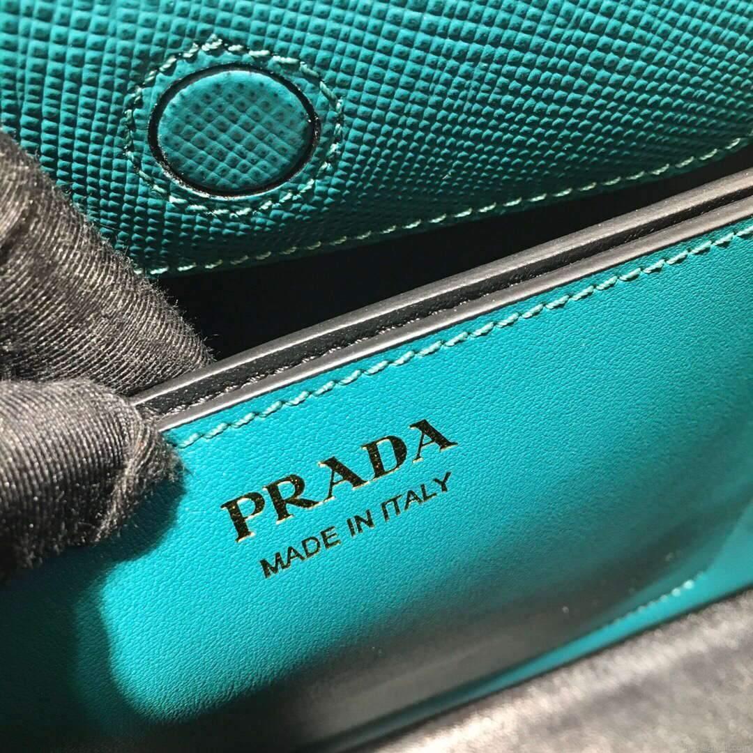 Prada 1BA282 Medium Saffiano Leather Prada Matinee Bag Blue