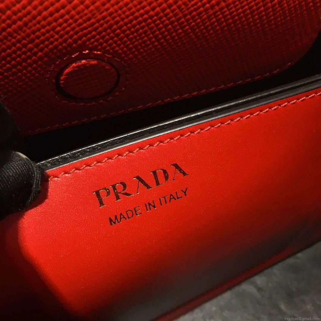 Prada 1BA282 Medium Saffiano Leather Prada Matinee Bag Red