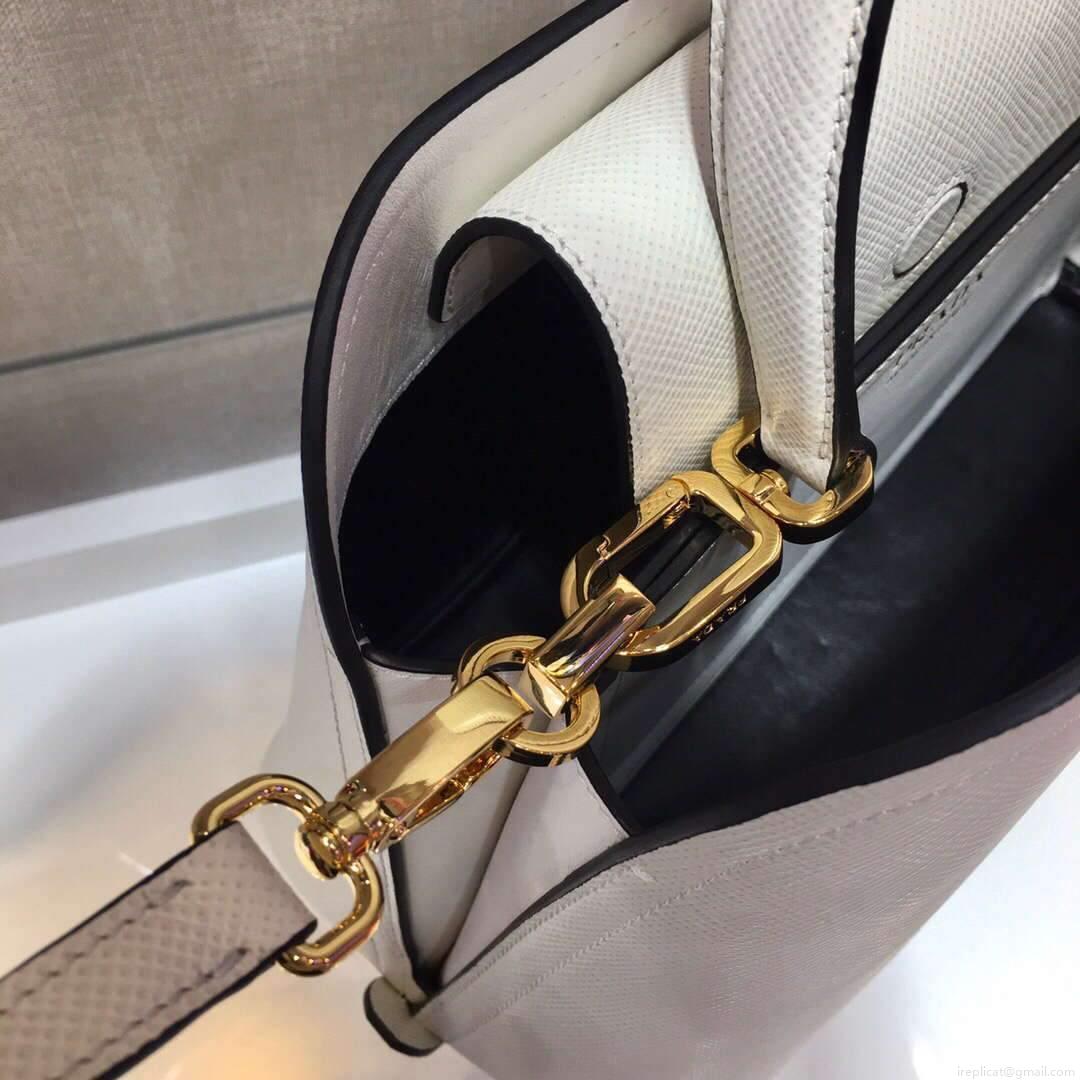 Prada 1BA282 Medium Saffiano Leather Prada Matinee Bag White