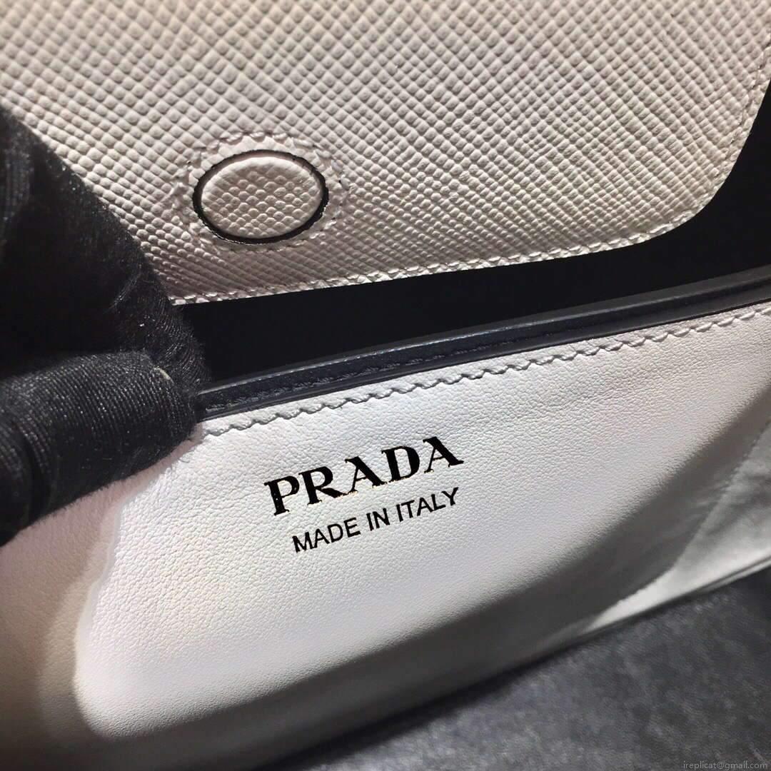 Prada 1BA282 Medium Saffiano Leather Prada Matinee Bag White