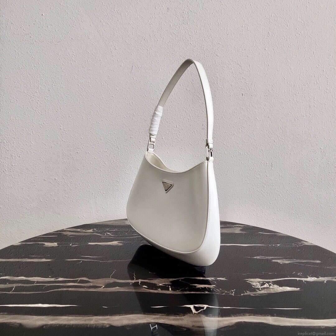 Prada 1BC499 Prada Cleo Brushed Leather Shoulder Bag in White