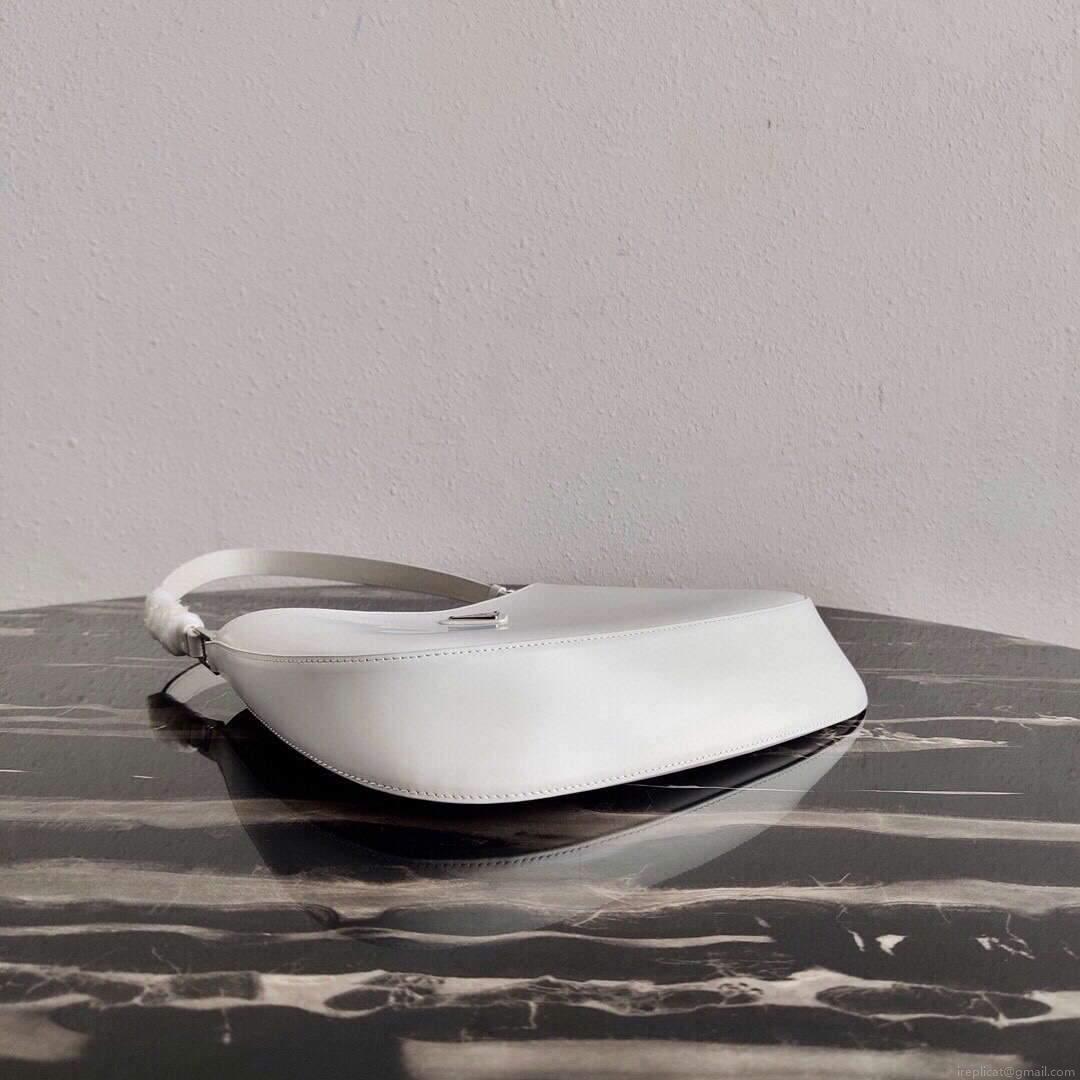 Prada 1BC499 Prada Cleo Brushed Leather Shoulder Bag in White