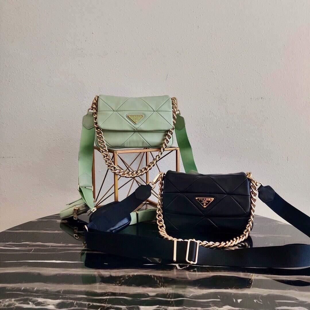 Prada 1BD292 Prada System nappa leather patchwork Bag Black