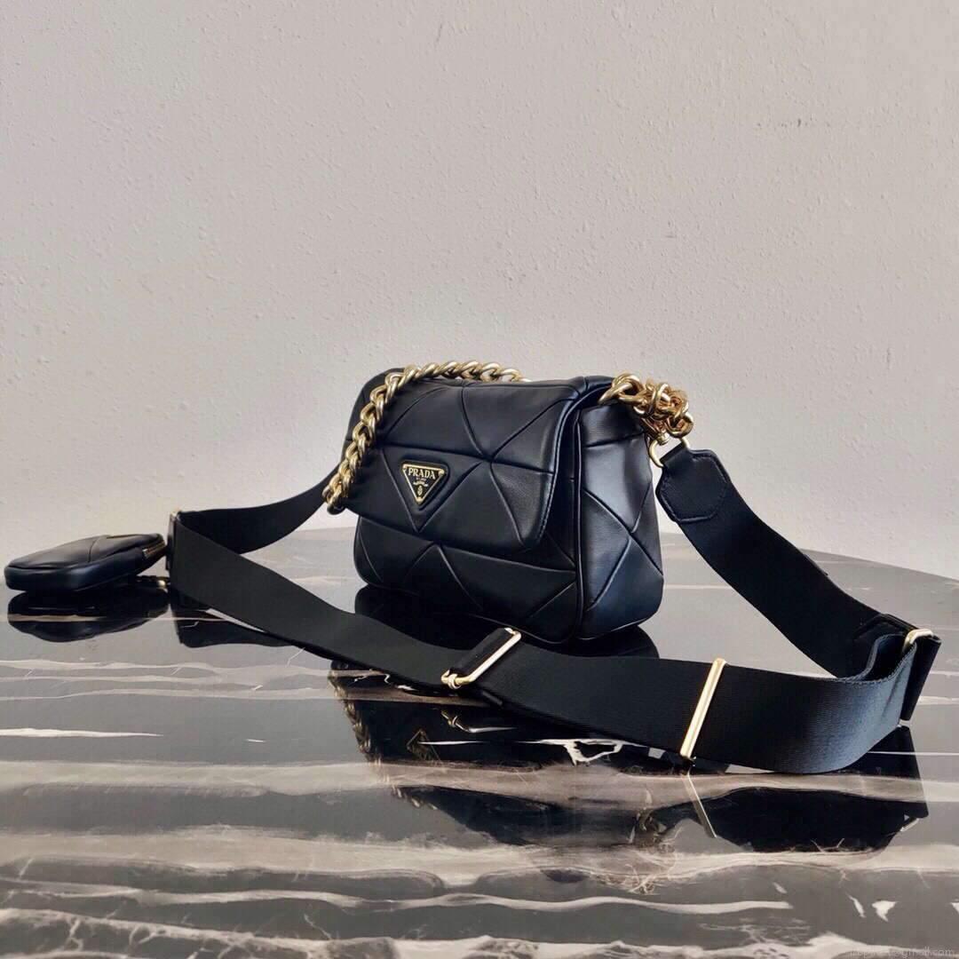 Prada 1BD292 Prada System nappa leather patchwork Bag Black