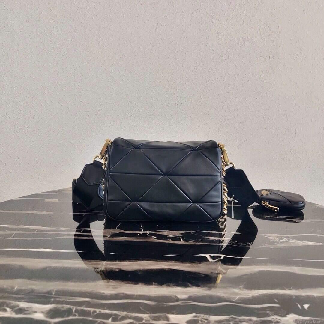 Prada 1BD292 Prada System nappa leather patchwork Bag Black