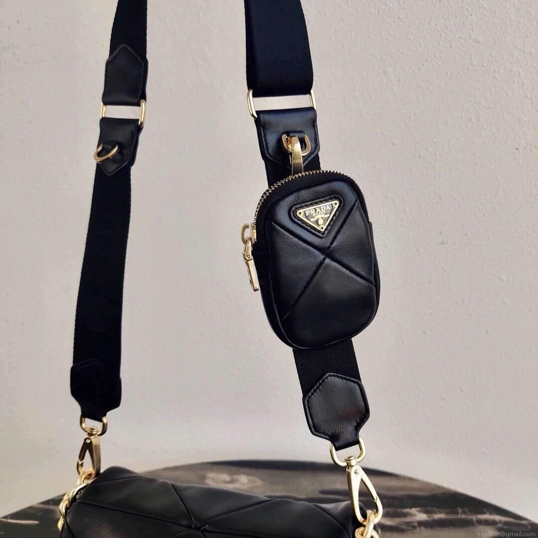 Prada 1BD292 Prada System nappa leather patchwork Bag Black