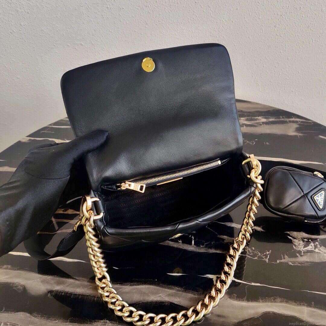 Prada 1BD292 Prada System nappa leather patchwork Bag Black