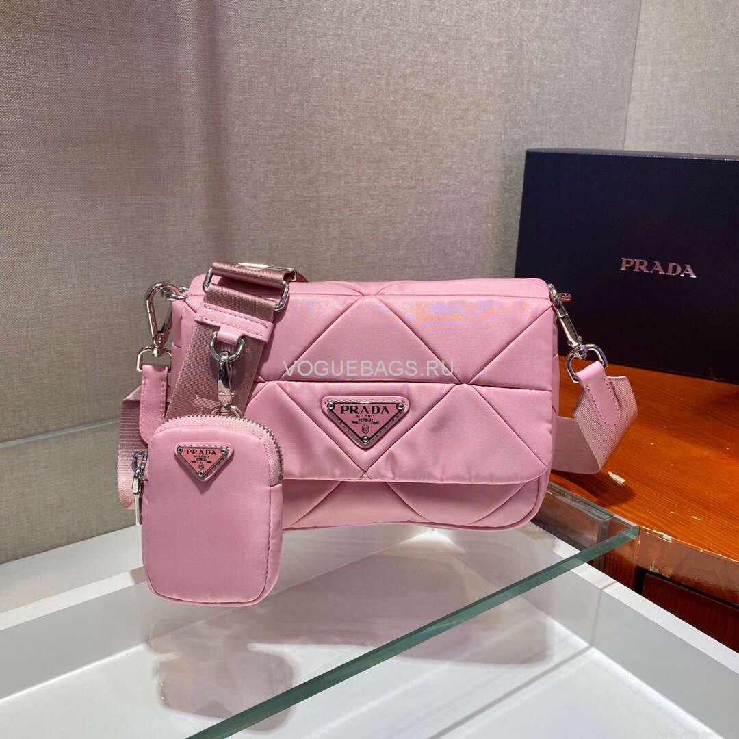 Prada 1BD292 Prada Three In One Nylon Shoulder Bag Pink