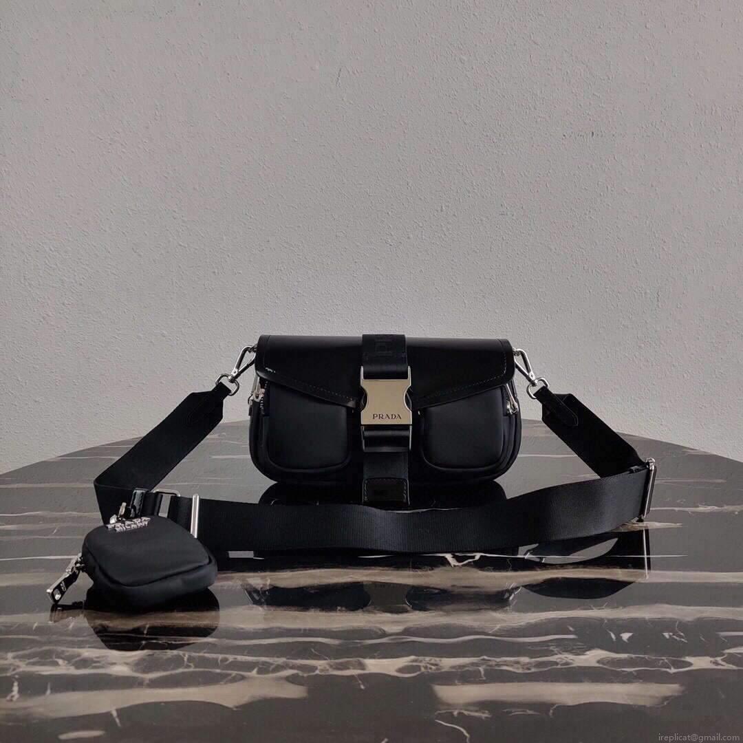 Prada 1BD295 Prada Pocket Nappa Leather Bag Black