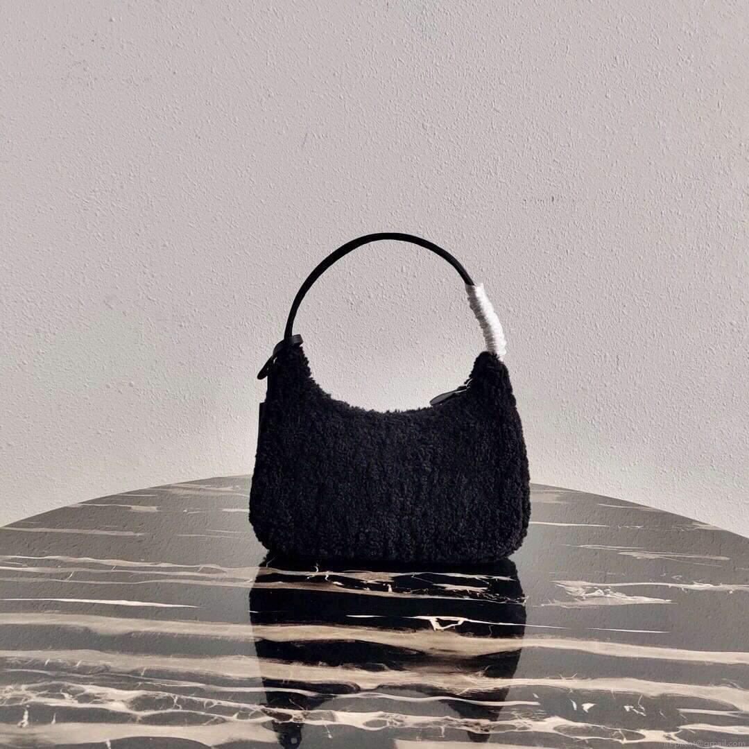 Prada 1NE515 Re Edition 2000 Shearling Mini Bag Black
