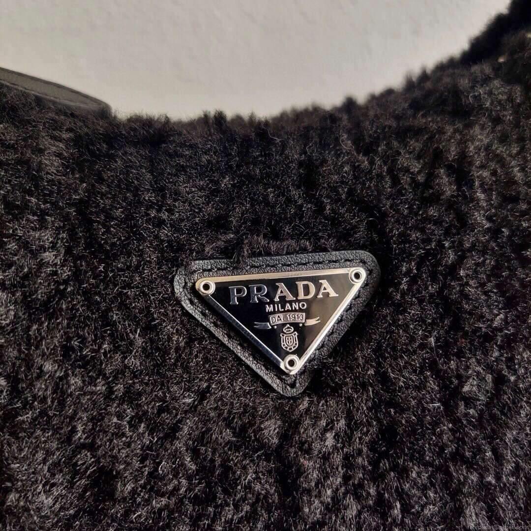 Prada 1NE515 Re Edition 2000 Shearling Mini Bag Black
