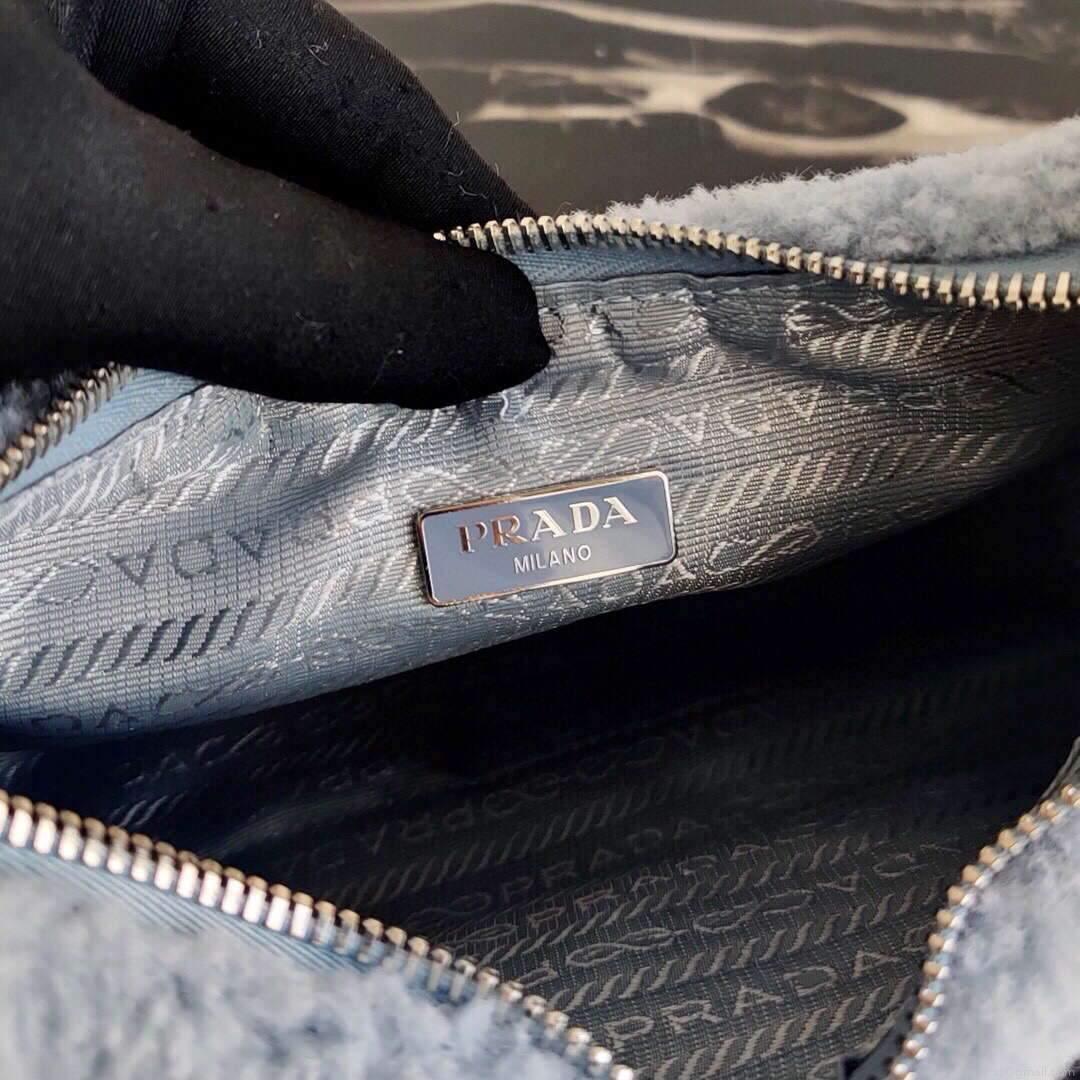 Prada 1NE515 Re Edition 2000 Shearling Mini Bag Blue