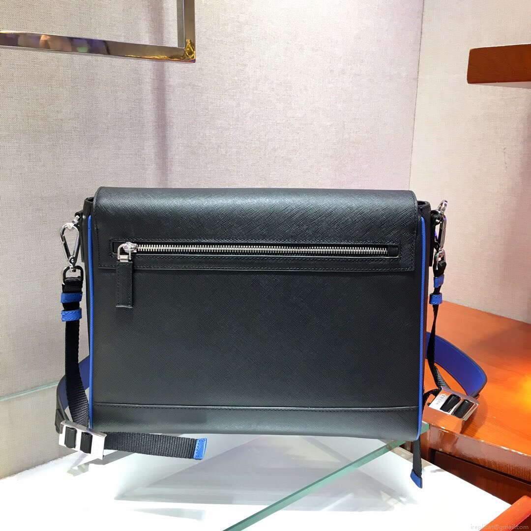 Prada 2VD018 Shoulder Bag Men Black and Blue