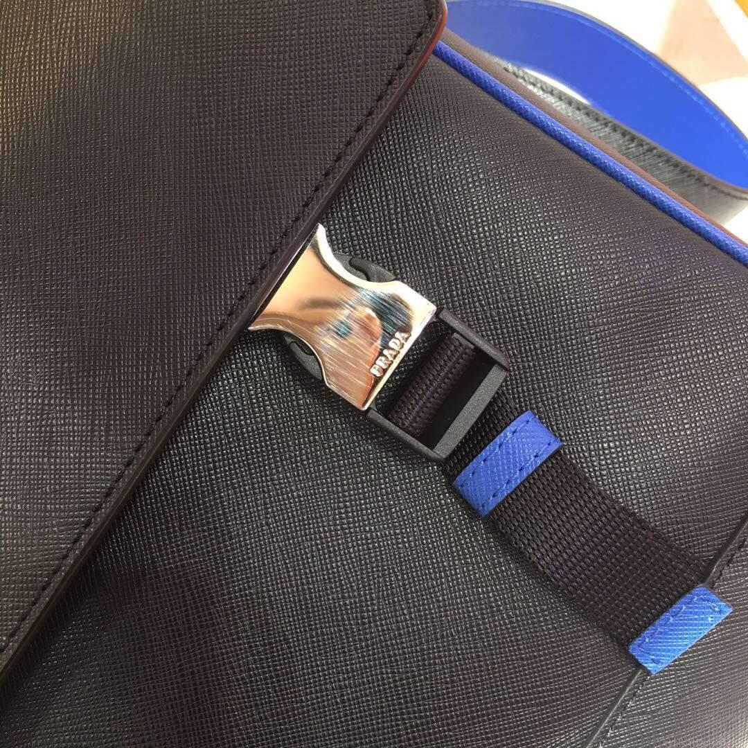 Prada 2VD018 Shoulder Bag Men Black and Blue