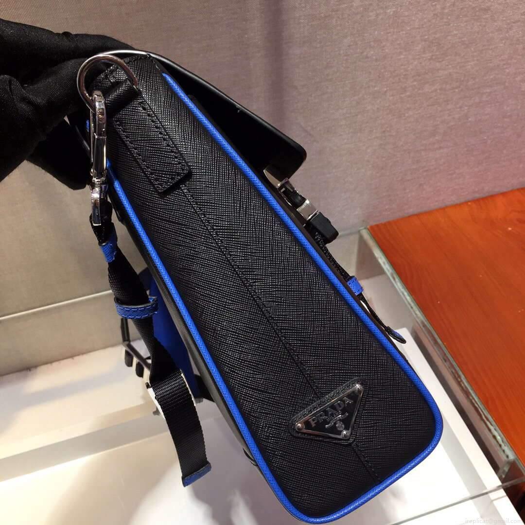 Prada 2VD018 Shoulder Bag Men Black and Blue