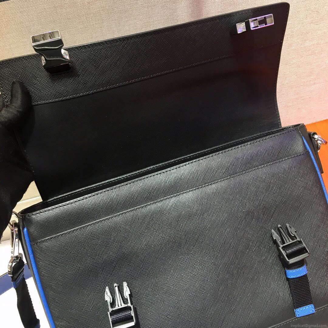 Prada 2VD018 Shoulder Bag Men Black and Blue