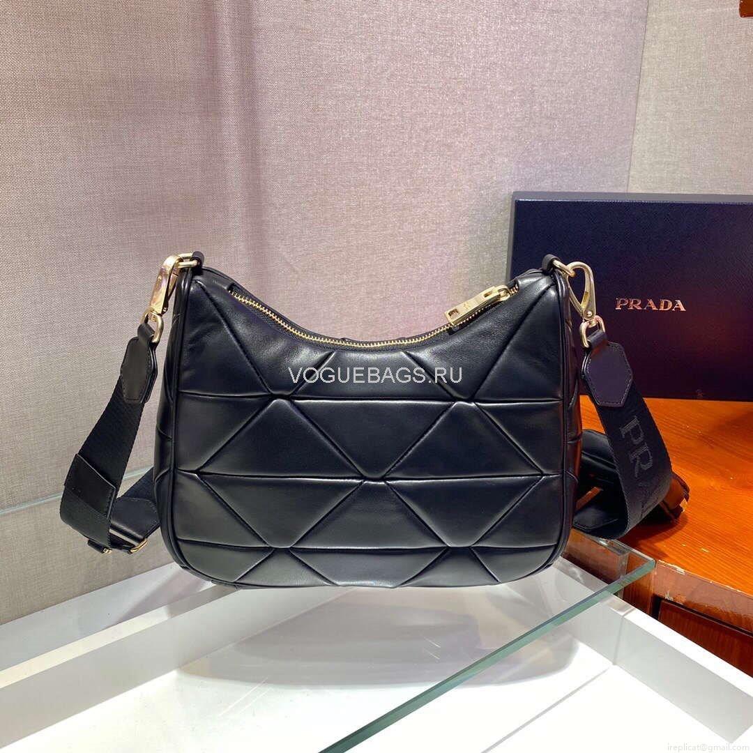 Prada 1BC151 Prada Padded Calfskin Shoulder Bag in Black