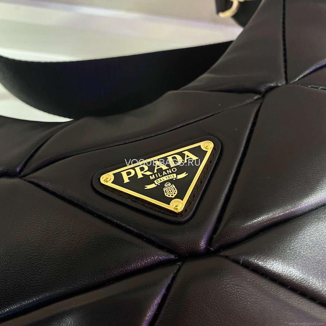 Prada 1BC151 Prada Padded Calfskin Shoulder Bag in Black