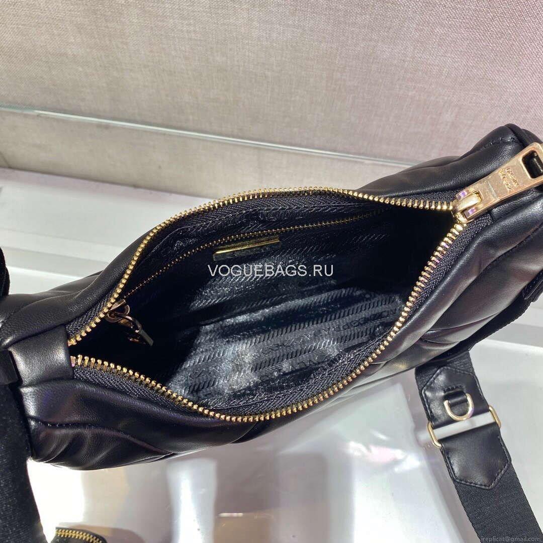 Prada 1BC151 Prada Padded Calfskin Shoulder Bag in Black