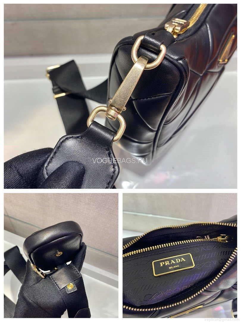 Prada 1BC151 Prada Padded Calfskin Shoulder Bag in Black