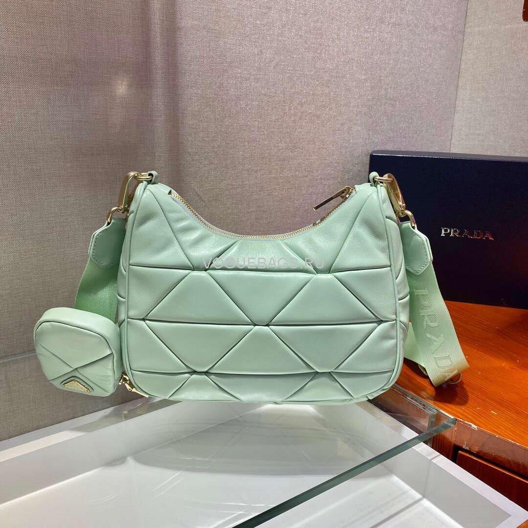 Prada 1BC151 Prada Padded Calfskin Shoulder Bag in Green